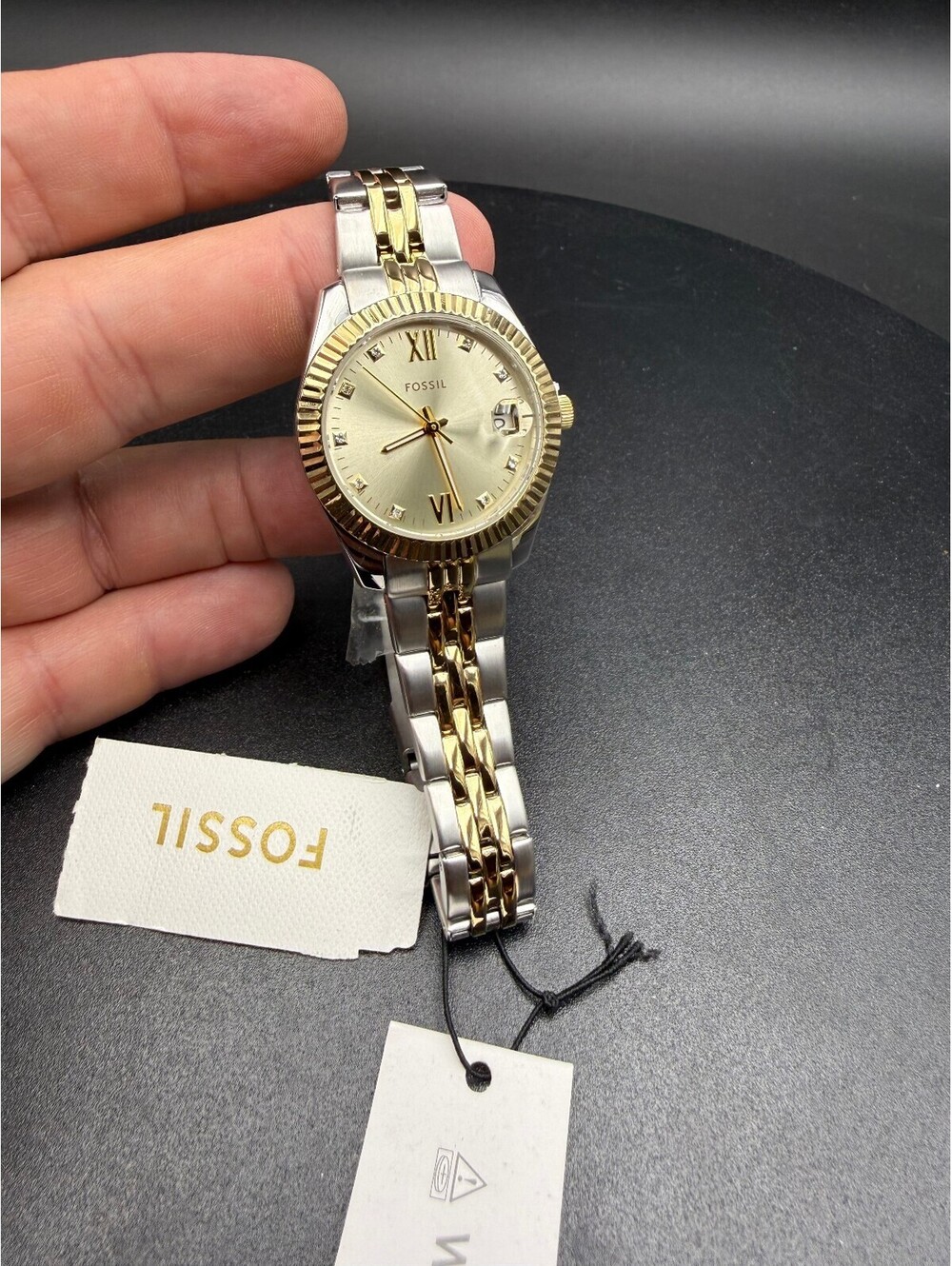 Fossil ES4949 Scarlette Two Tone Gold Dial Watch w/ Tin